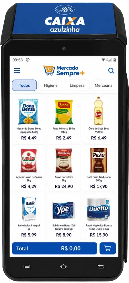 Leeve PDV na maquininha Azulzinha Caixa