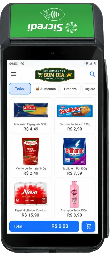 Leeve PDV na maquininha Sicredi